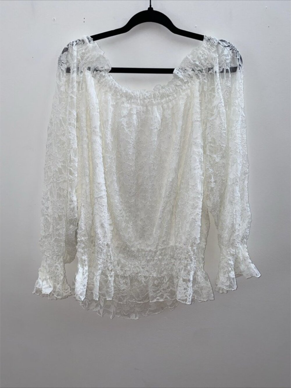 White Lace Off-the-Shoulder Blouse